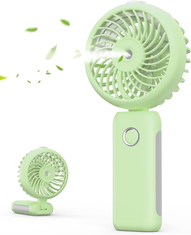 RNKRUN Portable Handheld Misting Fan, 4000mAh USB Rechargeable Personal Foldable Fan with Water Tank Battery Operated Spray Water Mist Makeup Small Face Steamer for Travel Outdoors Office matcha - Image 1